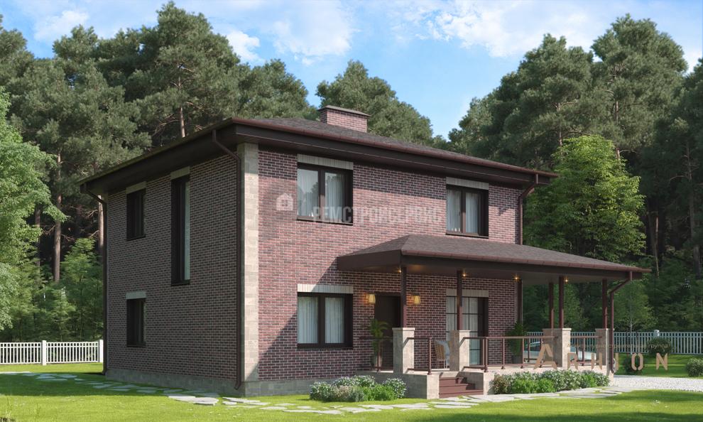 3. Проект двухэтажного дома в современном стиле с четырехскатной, t-63-01, площадью - 134 кв c цокольным этажом, терассой